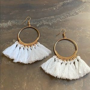 New White & Gold Candy Did It! Tassel Earrings